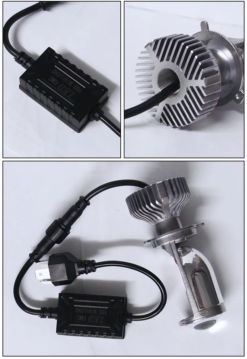 2 шт Автомобильный светодиодный фар H4 трехцветный объектив рыбий глаз лампы