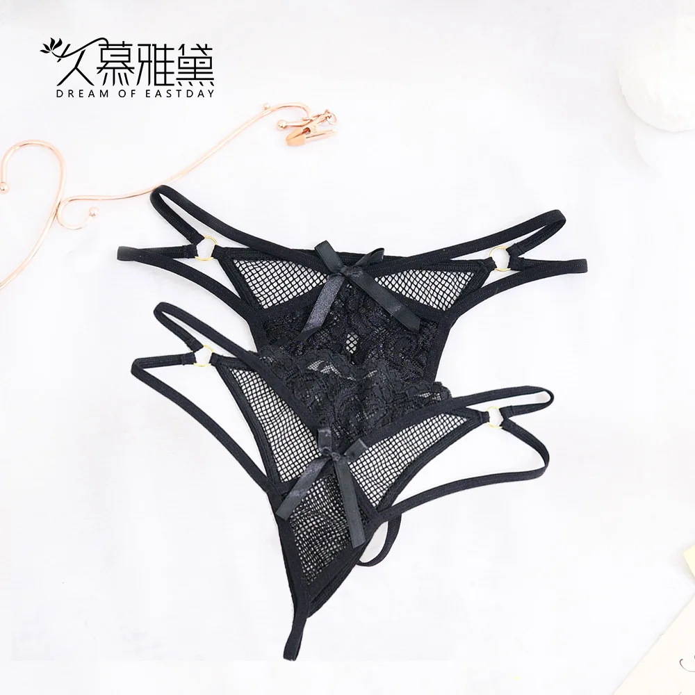 DRAIMIOR Light luxury New Women's Sexy Lingerie Open Crotch Underwear Lady's Crotchless Lace Panties With Bowties NTJ0154 |