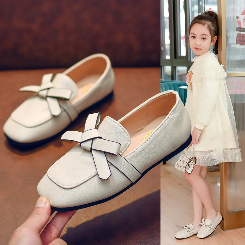 

COZULMA Children Casual Shoes for Girls Princess Bow tie Shoes Flats Kids Soft Bottom Sneakers Girl Flats Size 26-35