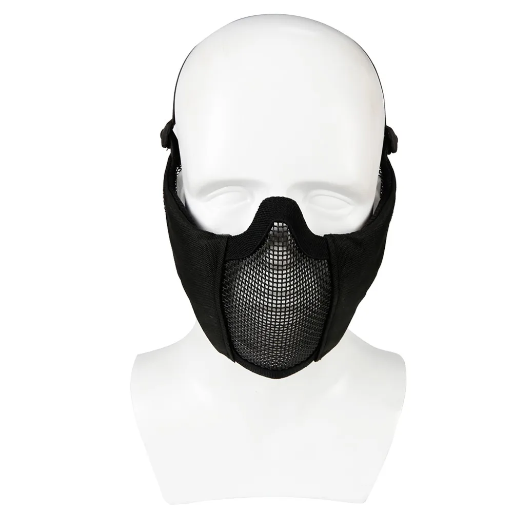 Tactical Steel Mesh Mask Airsoft with Ear Protection Military Hunting Shooting Paintball Game Protective Half Face |