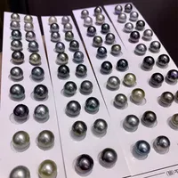 20pcs/lot 9-10mm Size Real Natural Black Tahiti Loose Pearls Round Shape for DIY Making Pendant Ring Earrings Necklace Bracelet
