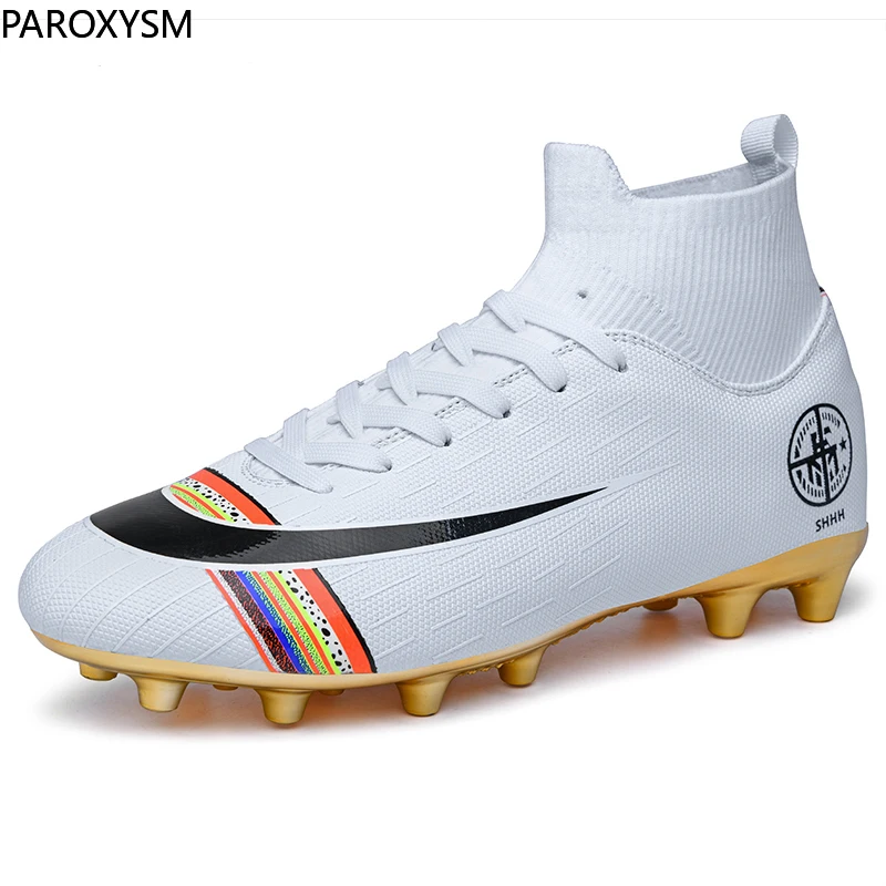 PAROXYSM белые/черные золотые мужские футбольные бутсы высокие женские Botas De Futbol