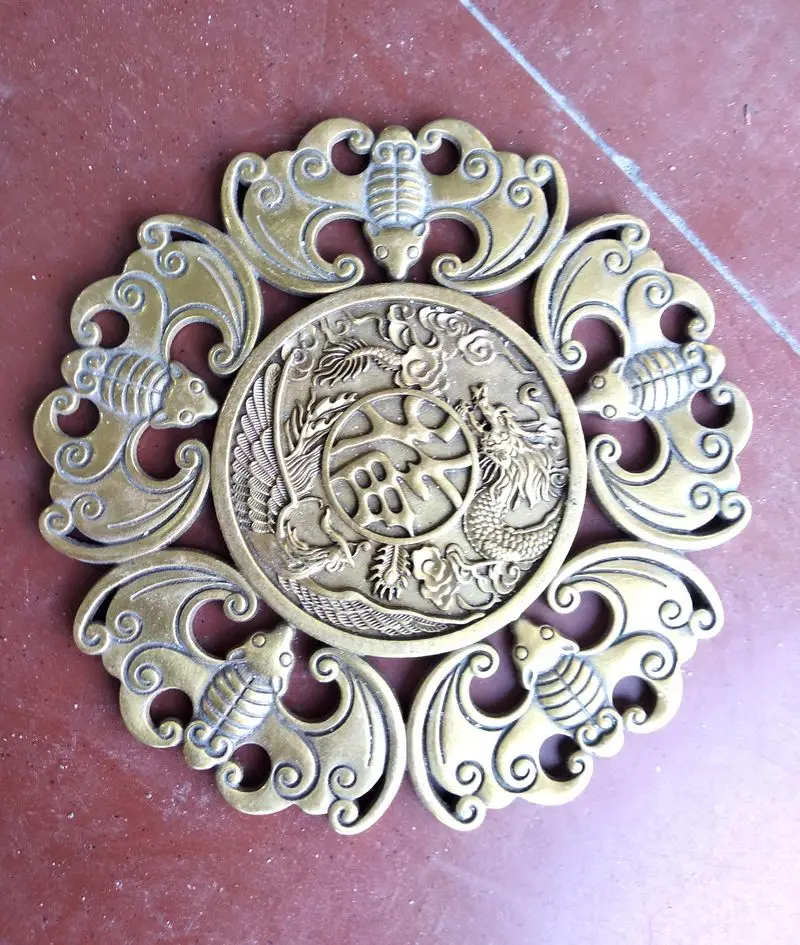 Винтажный настенный экран талисман украшение с драконом Фениксом китайский