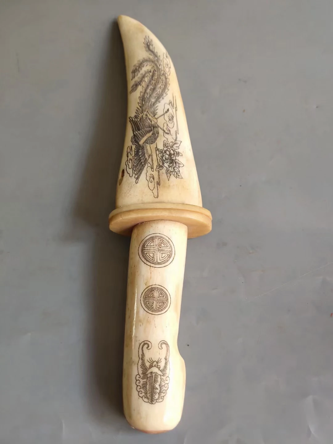 

Bone Carving Letterhead Knife Beautifully Carved Chinese Antiques about 120 History Beautifully Decorations for Home