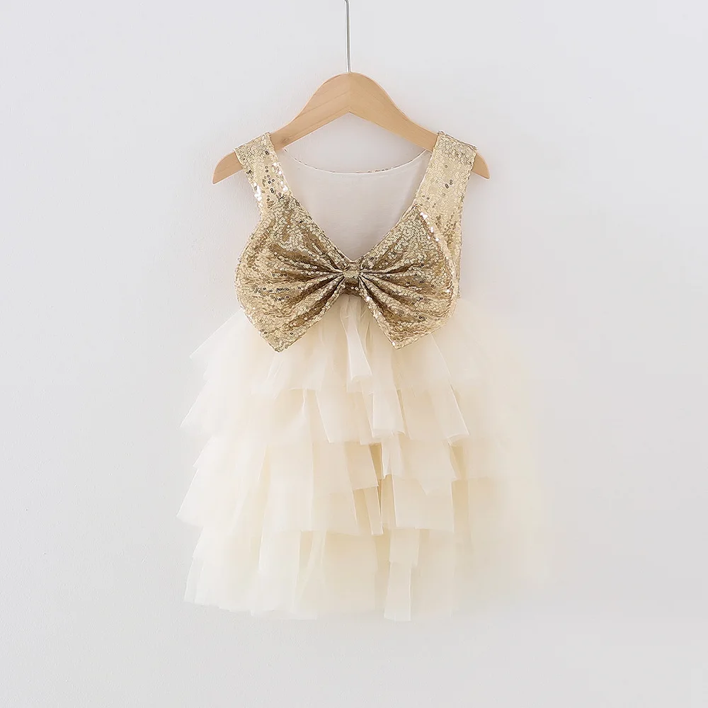 

Детское Сетчатое платье с блестками, без рукавов, на осень, 2020