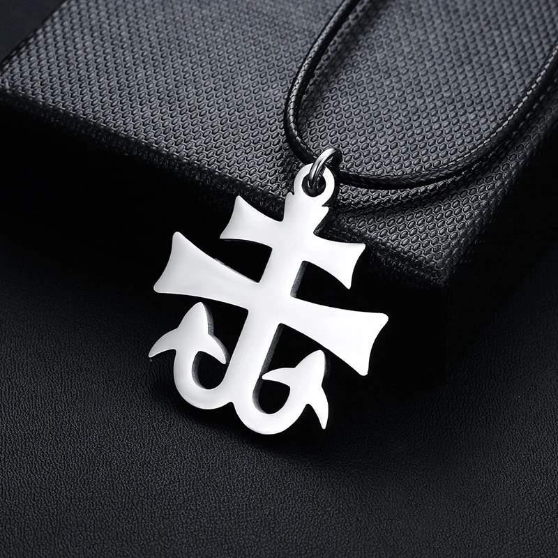 Мужские стильные ожерелья Vnox в форме студеницы виде креста черные молитвенные