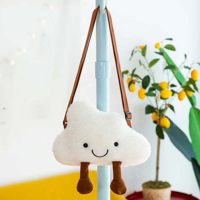 

Korea cartoon plush toy bag 2020 creative new cloud shoulder slung student toast mobile phone bag coin purse cute purse