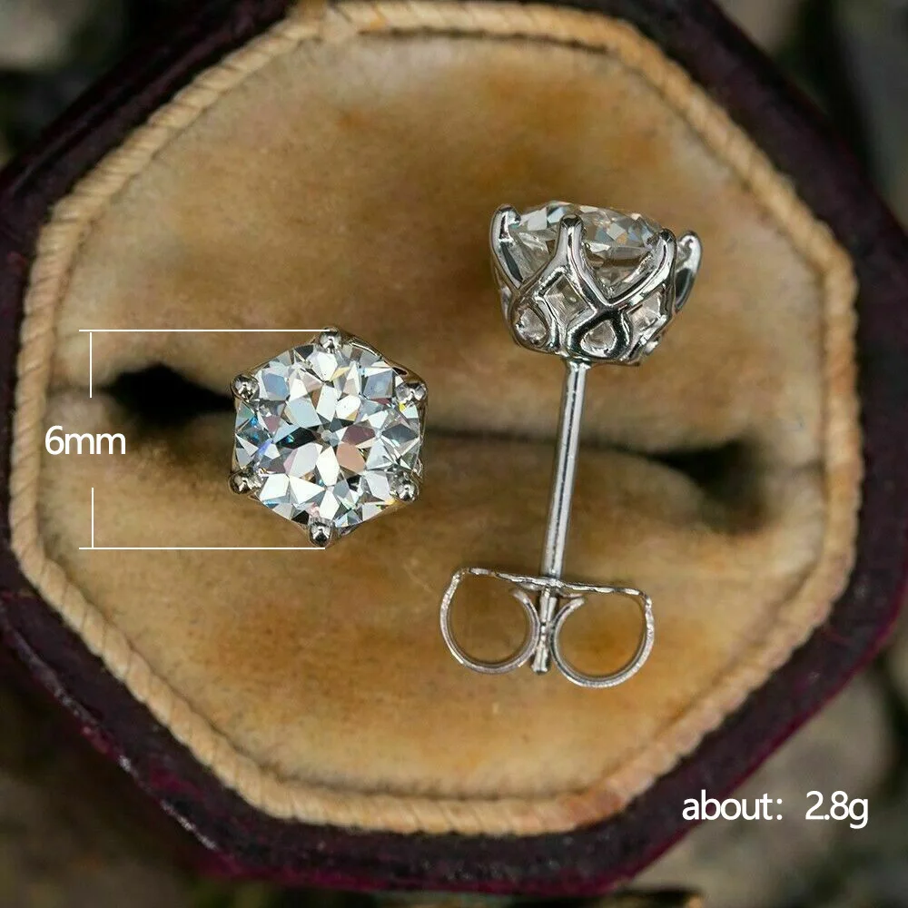 

Real 0.5 1 Carat D Color Moissanite Stud Earrings For Women Top Quality 925 Sterling Silver Sparkling Wedding Jewelry