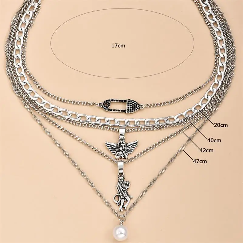 Комплект женских ожерелий в стиле ретро 5 шт./компл. ангел демон жемчужная