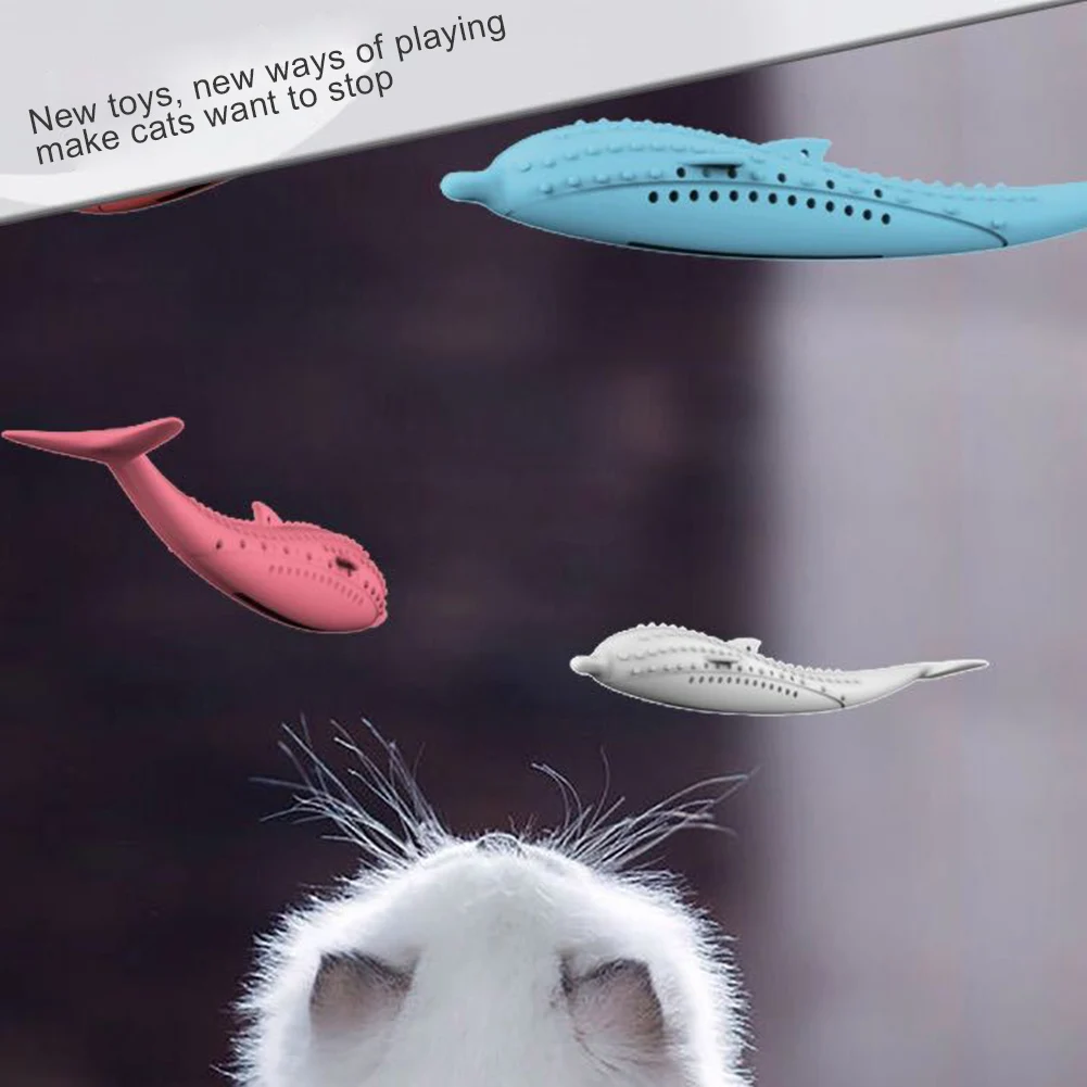 

Silicone Fish Shape Cat Toothbrush Teething Toy with Catnip Pet Toys JDH88