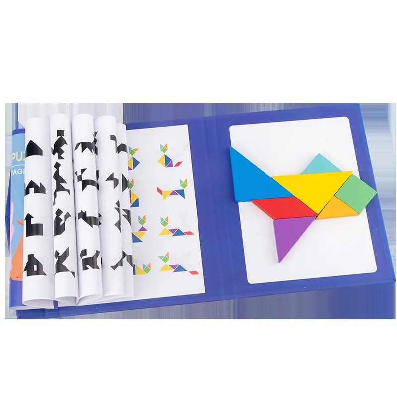 

5Style Magnetic 3D Puzzle Jigsaw Tangram Thinking Training Game Baby Montessori Learning Educational Wooden Toys diy wood