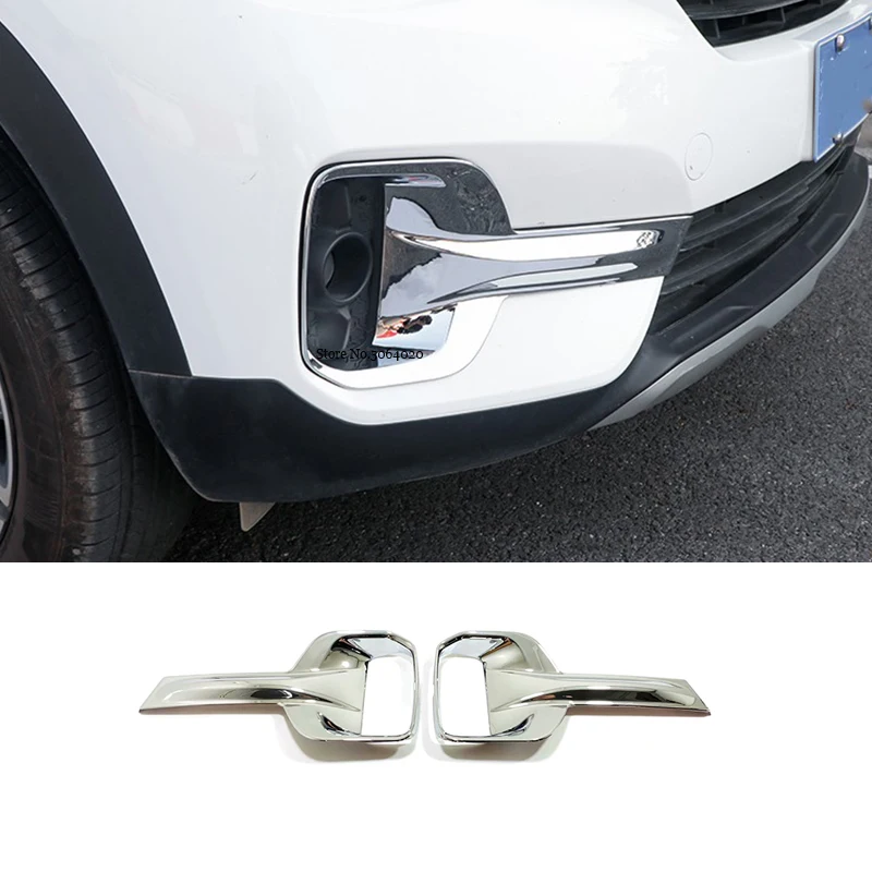 

ABS Chrome For KIA Seltos 2020 Accessories Car front fog lampshade cover frame Decoration Cover Trim Sticker Car styling 2pcs