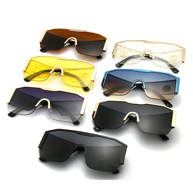 

2021 New Modern Oversized Square Sunglasses Men Women Big Frame One Piece Lens Sun Glasses Gradient Driving Unisex Eyewear UV400