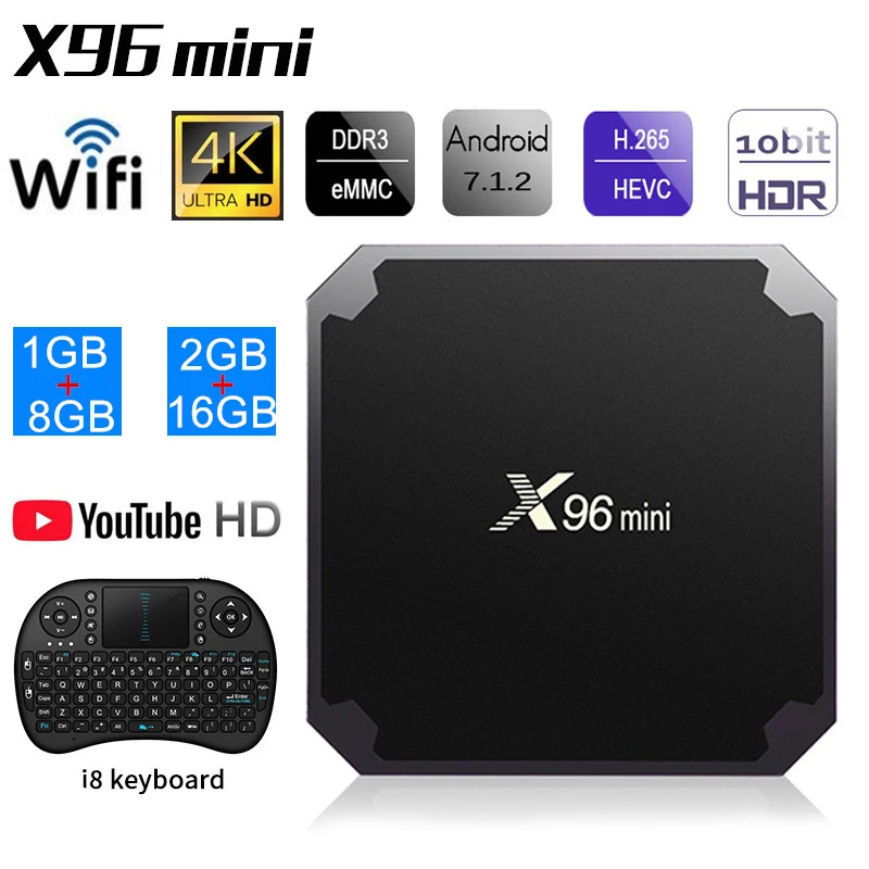 Новый HD X96 Mini 2 ГБ/16 ГБ Android 9 0 Amlogic S905W четырехъядерный Смарт ТВ бокс 4 ггц WiFi 4K 1 ГБ/8