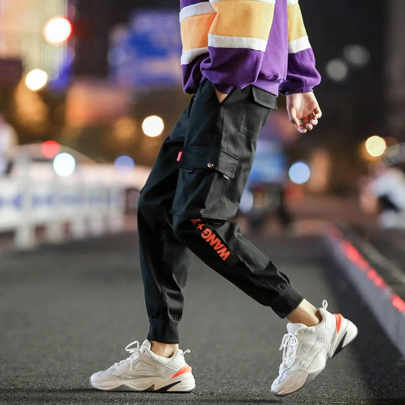

Hip hop men pantalones hombre kpop casual cargo pants skinny sweatpants joggers modis streetwear trousers harajuku Japan pants