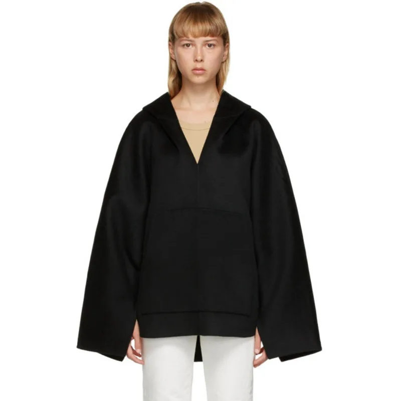 Осень-зима 2021 новый двусторонний свитер с капюшоном женское свободное шерстяное