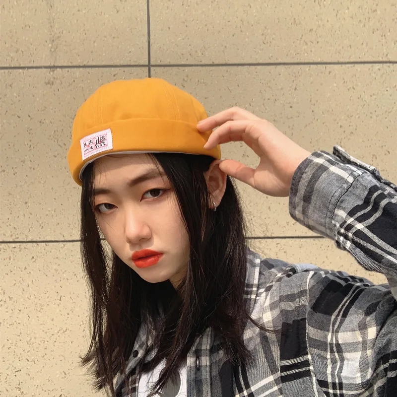 

Spring and Summer Retro Wild Melon Skin Hat Solid Color Yuppie Textless Landlord Hat Men and Women Street Hip Hop Beanie