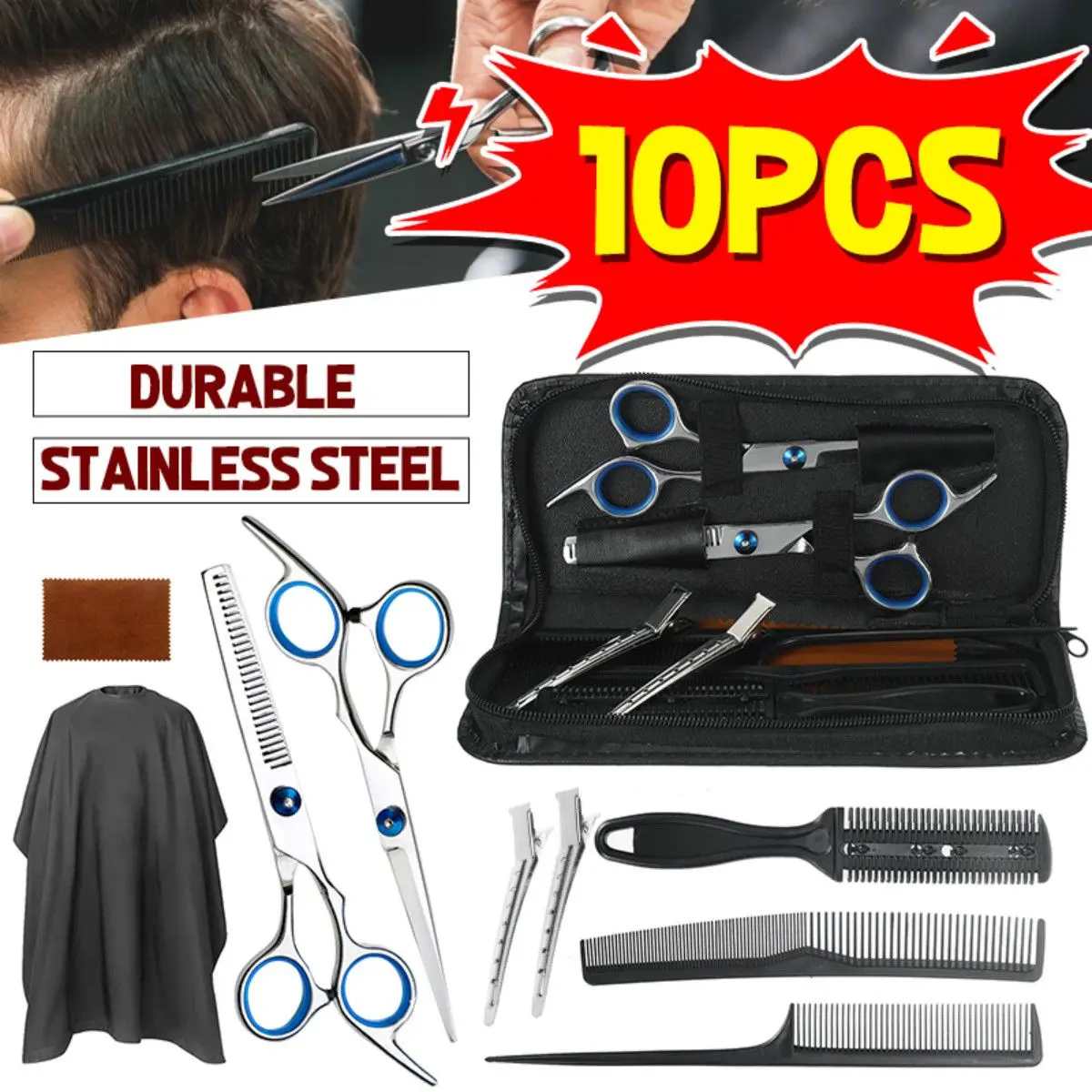 

Professional Hairdressing Scissors 11 PCS of Flat Scissors Teeth Scissors Thinning Hair Salon Home Hairdressing Tools Barber Kit