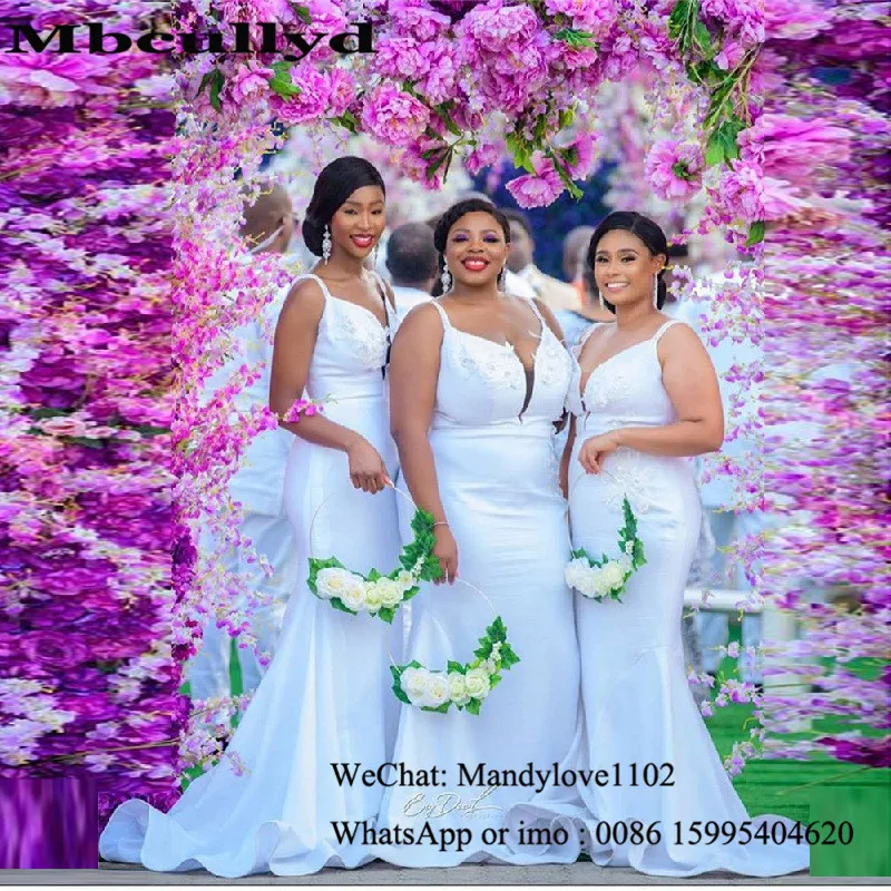 Mbcullyd белое платье подружки невесты Русалочки длинное 2020 с аппликацией кружевное