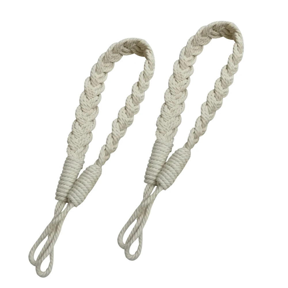 

2Pcs Cotton Woven Twist Knotted Curtain Tied Strap Buckle Holder Drape Tieback Rope Decorative Lanyard Hanging Tying Bandage