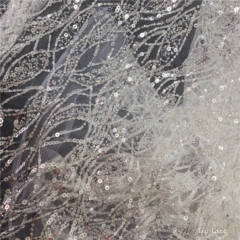 Кружевная ткань высшего качества 2019 см с Блестками Бисером вышивкой кружевом