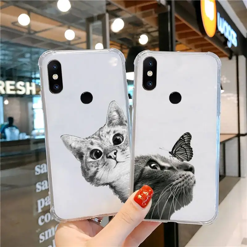 

Cat Phone Case Transparent For Xiaomi CC 9 11 MAX3 Mix3 MIX2 6X 8 5x 10S 11 10 X SE lite Pro