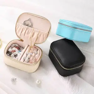 Simple Jewelry Box Faux PU Leather Earrings Necklace Bracelet Storage European Style Portable Travel Jewellery Organizer