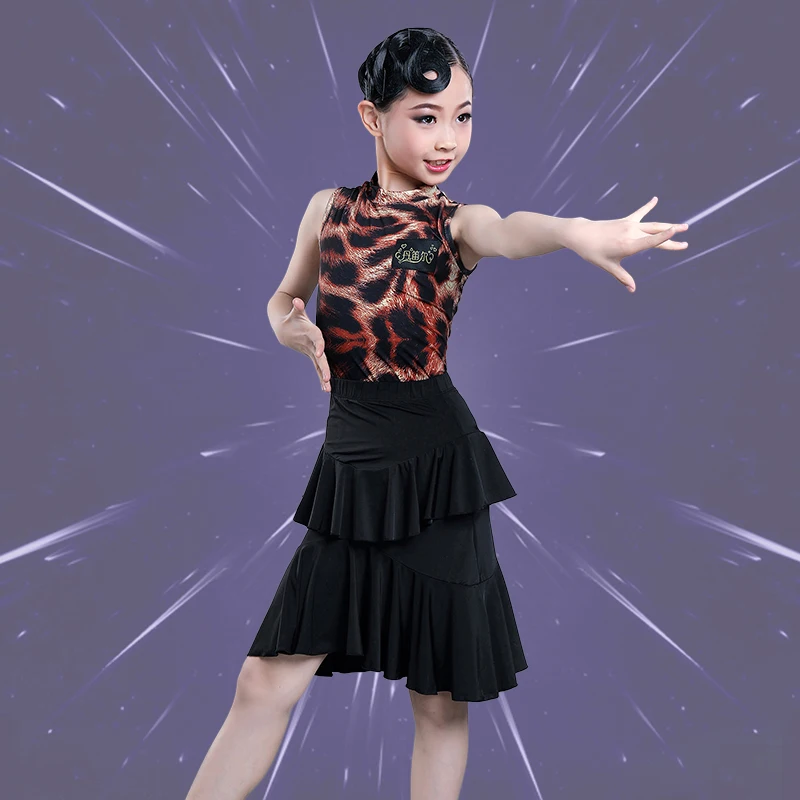 

New Latin Dance Costumes For Girls Professional Latin Dance Practice/Performance Clothes Tops And Skirt 2 Piece Suit DQL3386