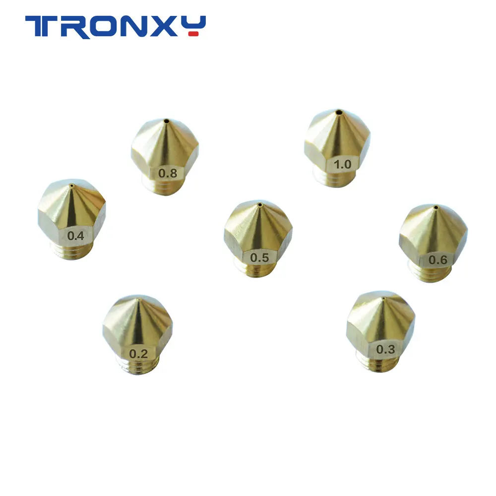 Сопло MK8 M6 для 3D принтера 7 шт. детали из латуни меди 0 2/0 3/0 4/0 5/0 6/0 8/1 мм сопло с