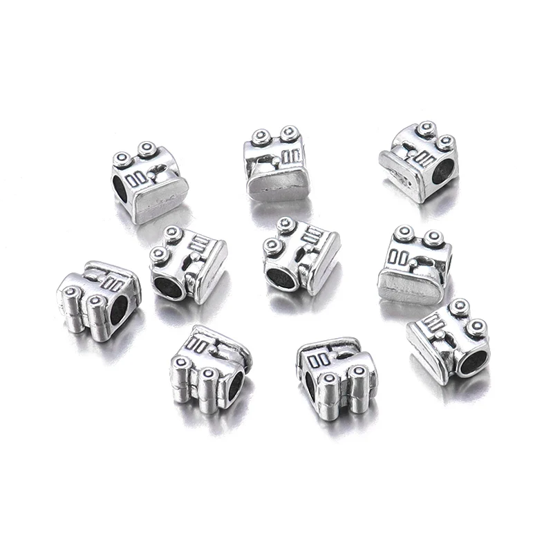 

10pcs/lot Alloy Big Hole Locomotive Shaped Loose Spaced Beads For Jewelry Making Necklace Bracelet DIY Accessories Wholesale