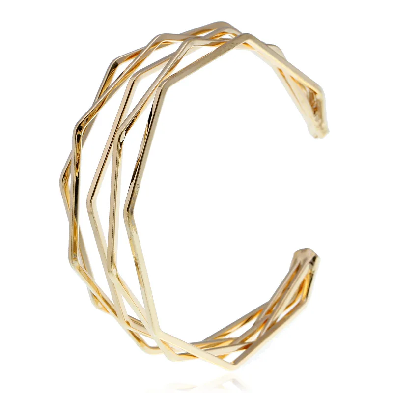 Модный Регулируемый Открытый браслет с подвесками геометрические многоугольные