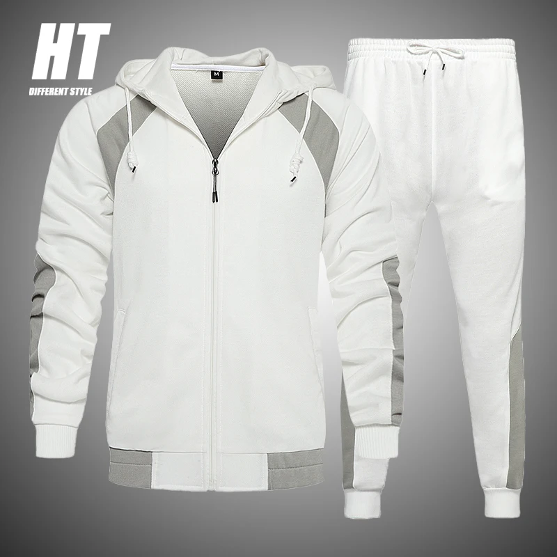 Men Tracksuit Hooded Outerwear Fashioin Long Sleeve Hoodie 2 Pieces Set Casual Autumn Sweatsuit+pants Joggers Fitness Sets | Мужская