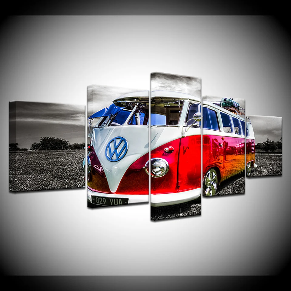 

Modern Home Wall Art Decor Frame Picture HD Prints 5 Pieces Retro Bus Transportation Car Truck Painting On Canvas Poster Artwork