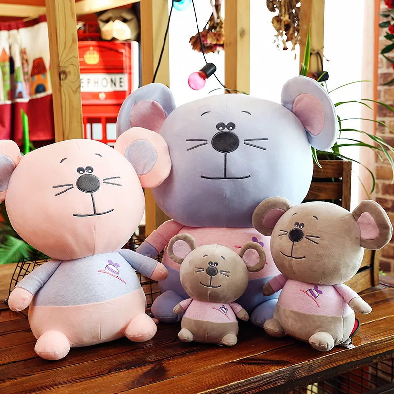 

Candice guo! cute plush toy lovely cartoon smiling mouse big head rat soft stuffed doll sofa pillow birthday Christmas gift 1pc