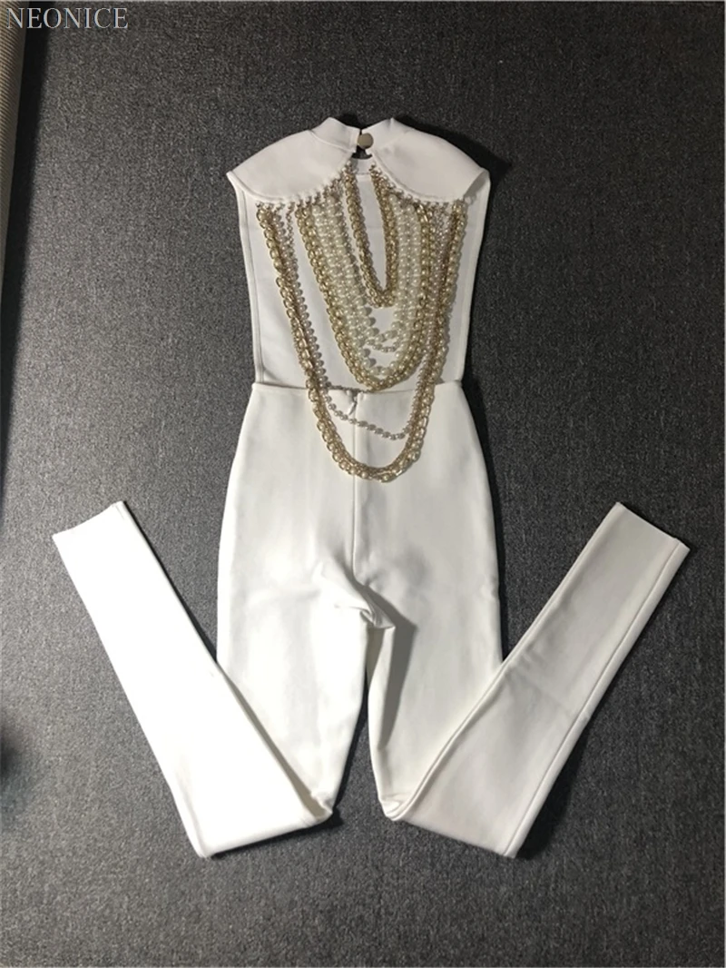 Новинка 2019 женские эластичные бандажные комбинезоны облегающий ночной клуб