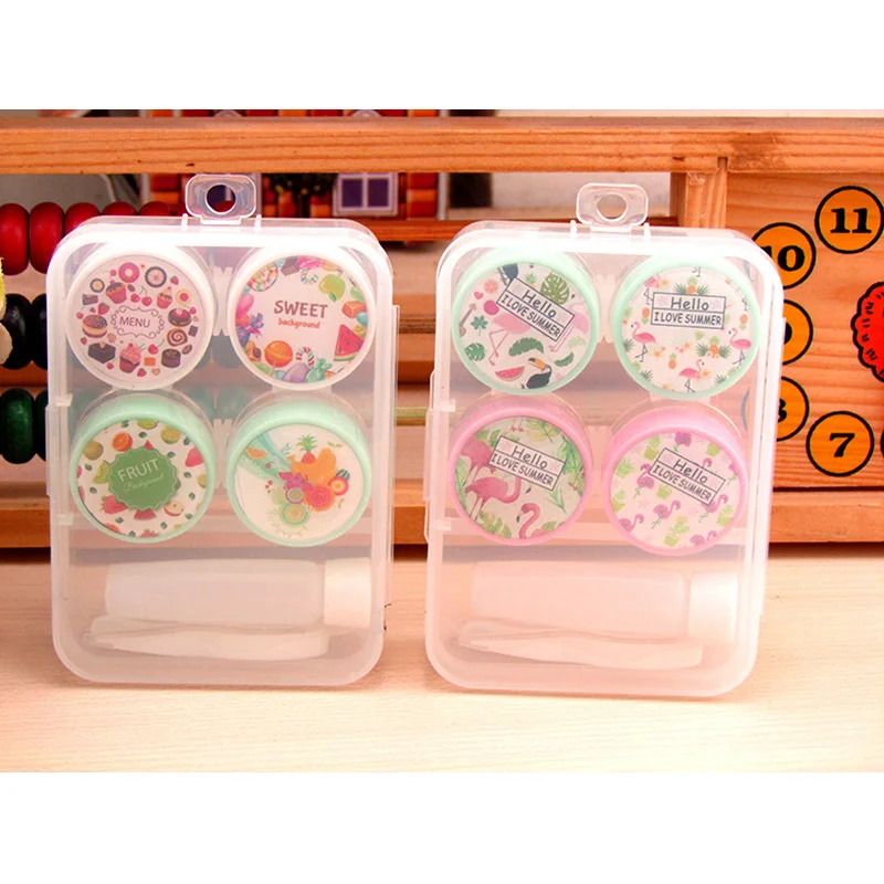 Прозрачная коробка 2 шт. двойная контейнер для хранения контактных линз милый