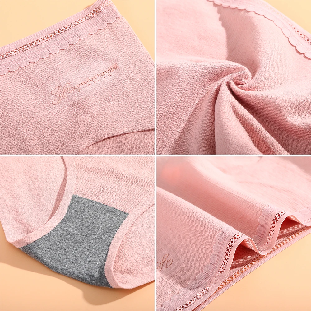 

AIJOLEN Women's Cotton Striped Underwear Lace Solid color Triangle Seamless Underpants Mid-waist Sexy Ladies Panties Briefs