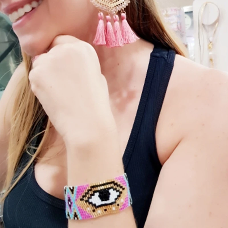 Браслет SHINUS в стиле бохо Миюки с розовыми глазами ювелирные изделия дружбы