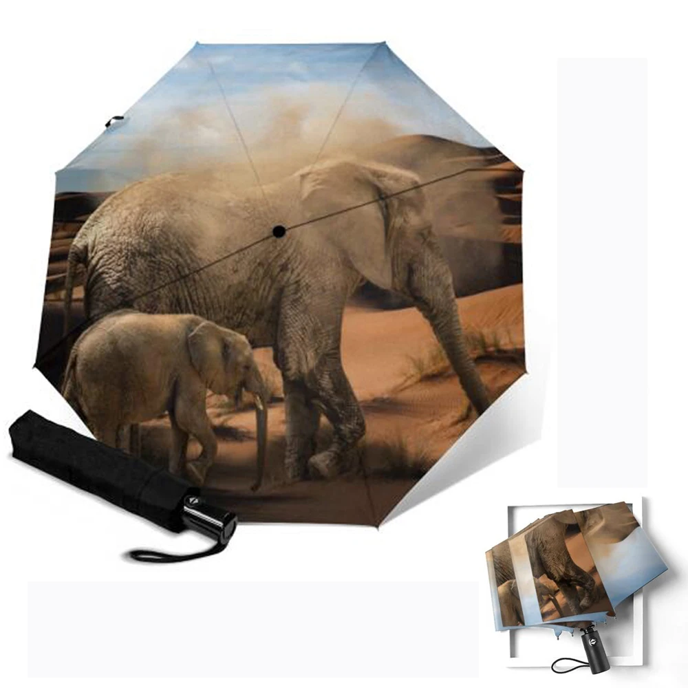 Зонт От Дождя Складной с УФ защитой и Рисунком Слона|Зонтики| |
