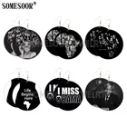 SOMESOOR черная история, мужские и женские деревянные висячие серьги с принтом, известные как американские африканские Heros Обама, будделы, меланин, женские деревянные петли