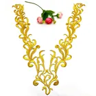 Утюг на горный хрусталь аппликации для одежды и золотым воротником вышитые патчи 41 см