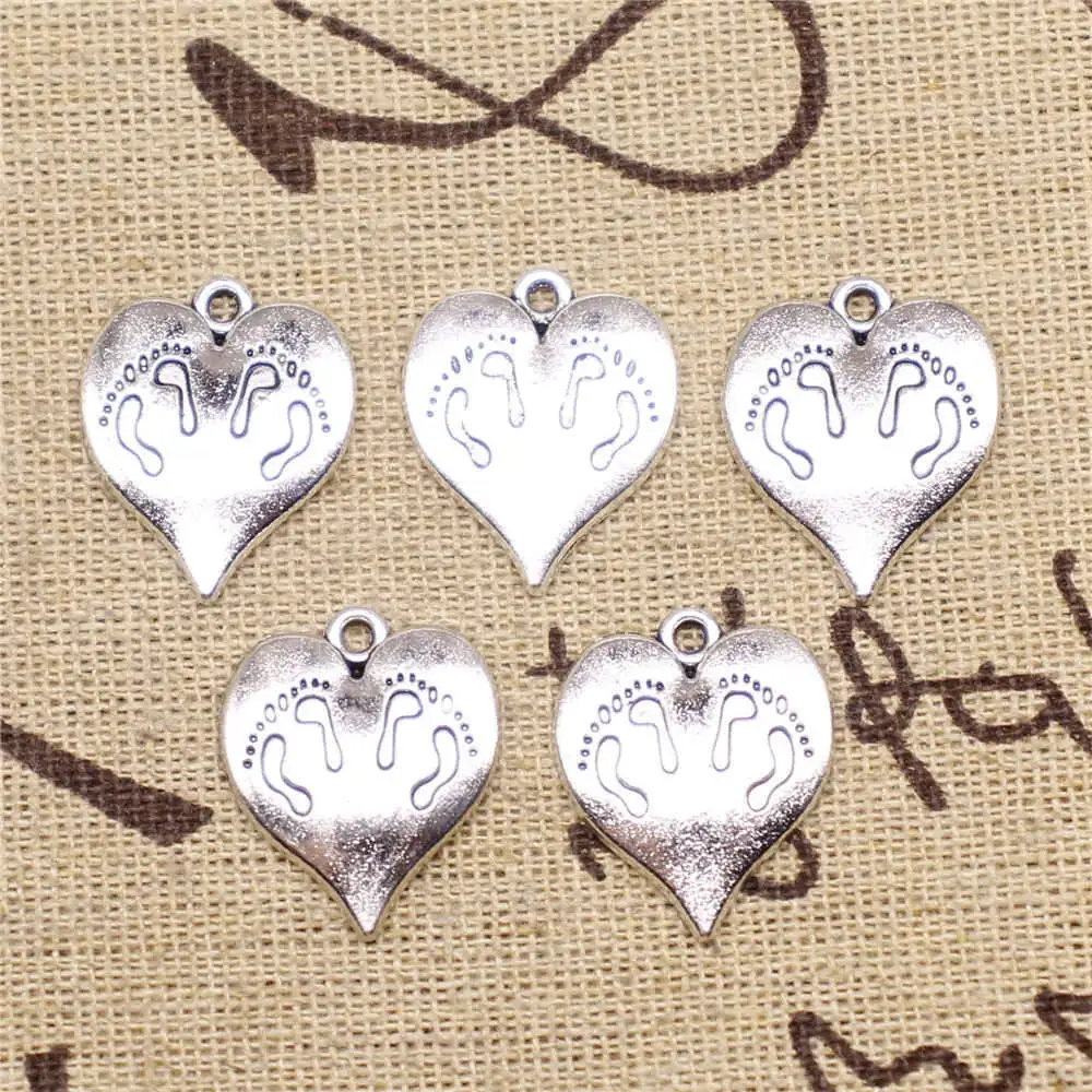 

Foot Peach Heart Charms Supplies For Jewelry Making Kit Antique Silver Color 10pcs 21x17mm