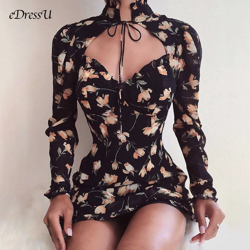 Женское облегающее платье с длинным рукавом высоким воротником|Женские платья| |