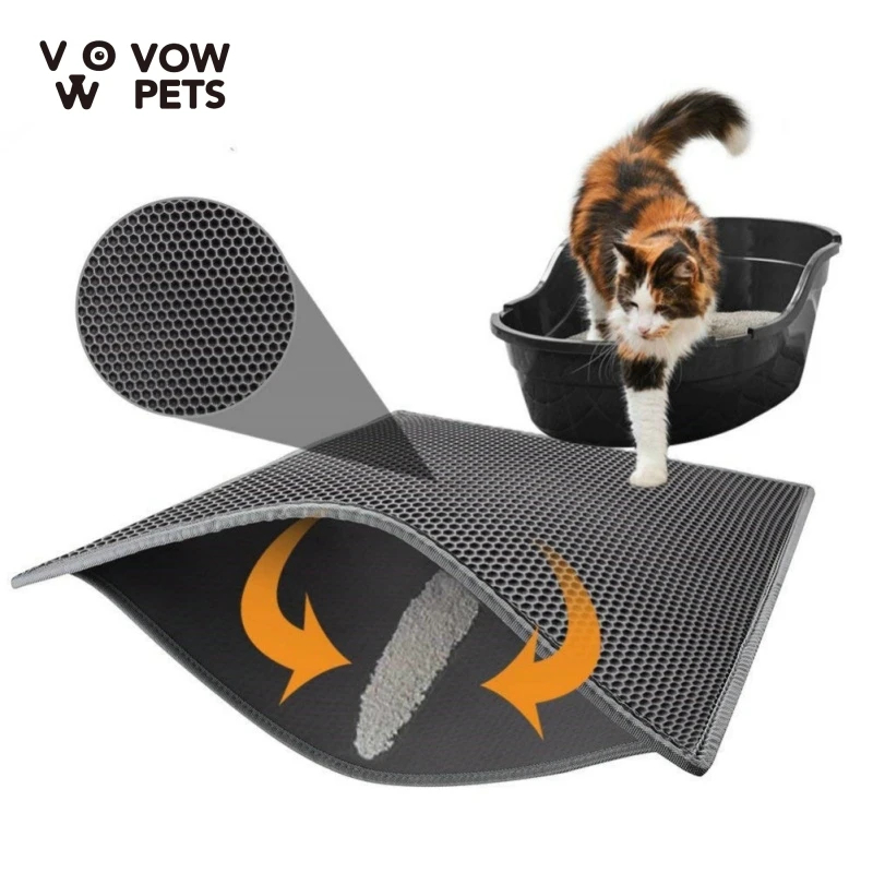 

Pet Cat Litter Mat Waterproof EVA Double Layer Cat Litter Trapping Pet Litter Box Mat Clean Pad Products VOW Pets 2021