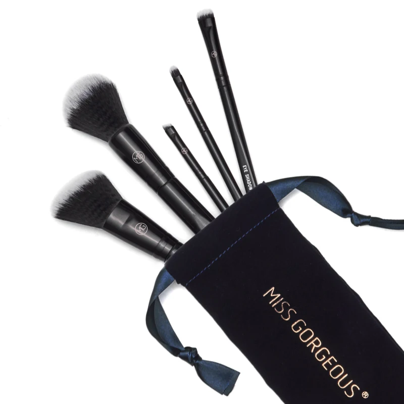 Бренд Miss Gorgeous 5 шт. набор кистей для макияжа черный косметический порошок тени век