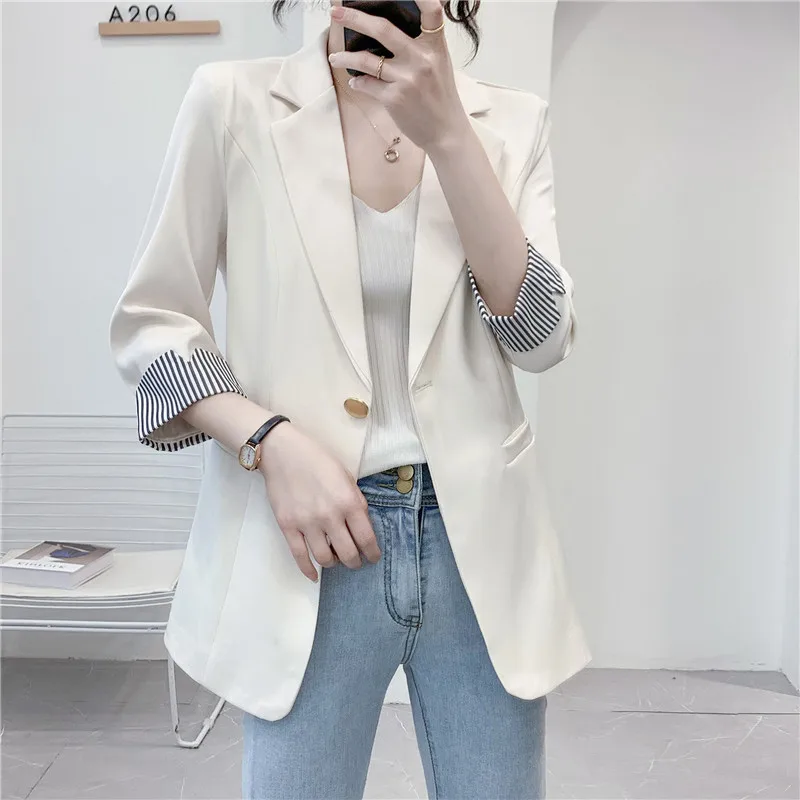 

Thin coat fashion trend little spring and Autumn 2021 new temperament versatile seven minutes sleeve French small suit