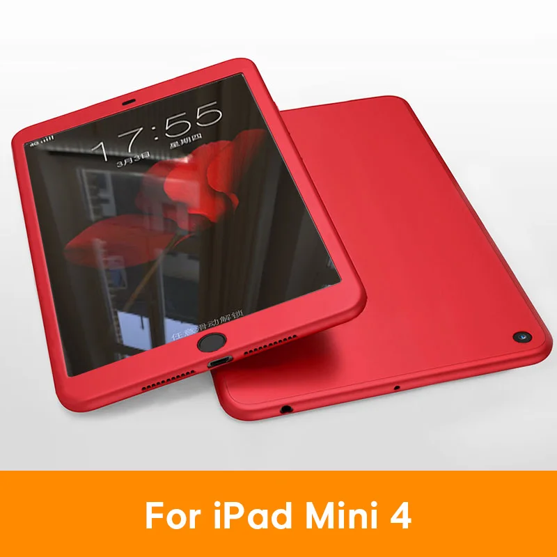 For iPad mini 4 RD Чехол для iPad Air 1 2 3 iPad mini 4 5 для iPad Pro 10,5 силиконовый 360 всего тела крышка+ Стекло для iPad 9,7 5th 6th чехол - Цвет: For iPad mini 4 RD