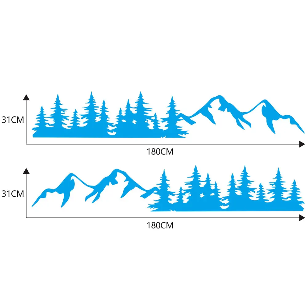 

2pcs Mountain Tree Forest Car Decals Black Car Sticker Vinyl Graphic For Camper RV Trailer Truck Custom Sticker