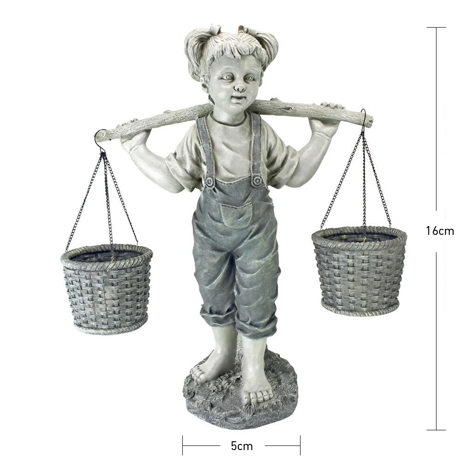 

Little Girl Flower Pot Decor Ornament Statue Cute Flower Basket Home Decoration Craft Garden Statues Figure Miniature Sculpture