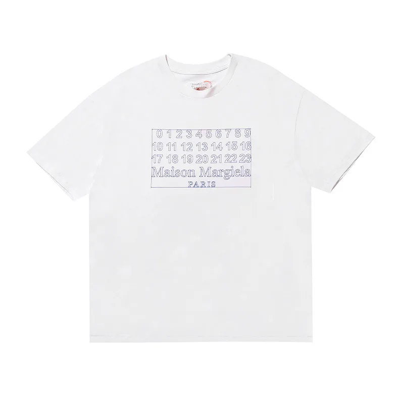 

Maison Margiela / Martin short-sleeved MM6 Numbers Embroidered letters on chest Men's and women's Street fashion loose T-shirt